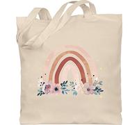 Baumwolltasche - Boho Tasche & Bohemian Kleidung - Regenbogen - Watercolor - Unisize - Naturweiß - jutebeutel bedruckt aesthetic blume stoffbeutel tote bag blumen shopping sack einkaufstasche