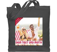 Baumwolltasche - eigenem Bild - Eigenes Foto Geschenk I - Unisize - Dunkelgrau - tasche für kita kindergarten stofftasche selbst drucken photo beutel taschen bedrucken kindergartentasche