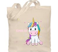 Baumwolltasche - Einhörner - Einhorn Unicorn - Unisize - Naturweiß - einhorntasche personalisierte tasche kindergarten unicorns beutel baumwolle stofftasche kinder name einhörnern jutebeutel kind