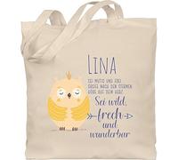 Baumwolltasche - Eule Eulen Owl Geschenk zur Taufe Geburt Kommunion Konfirmation Jugendweihe - Unisize - Naturweiß - eulenmotiv owls beutel tasche nachteule taschen nachteulen personalisierte und