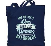 Baumwolltasche - Geschenk - Nur die beste Oma wird zur Uroma befördert grün - Unisize - Navy Blau - geschenke für uromas bag for grandma omi groseltern beutel urlioma stoffbeutel omas großmutter