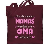 Baumwolltasche - Geschenk - Nur die besten Mamas werden zur Oma befördert rosa weiß - Unisize - Bordeauxrot - geschenke für werdende omas kleinigkeit omi groseltern beutel an tasche grandma mama