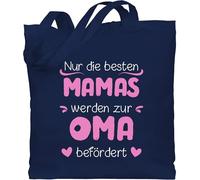 Baumwolltasche - Geschenk - Nur die besten Mamas werden zur Oma befördert rosa weiß - Unisize - Navy Blau - geschenke für werdende omas kleinigkeit omi groseltern beutel an tasche grandma mama