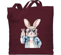 Baumwolltasche - Hase - Taschen - Hasen Junge cool Ostern Geschenke Hasenliebhaber Geschenk Osterhase lustig Peace - Unisize - Bordeauxrot - häschen tasche osterhasen mit hasentasche hasenmotiv
