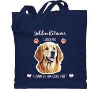 Baumwolltasche - Hunde - Golden Retriever - Geschenk Hundebesitzern - Unisize - Navy Blau - geschenke für hundefans tasche hund hundebesitzer einkaufstasche stofftasche hundemotiv hunden taschen