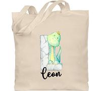 Baumwolltasche - Initialen - Dinos Dinosaurier Dino Buchstabe - Unisize - Naturweiß - jutebeutel kita ersatzsachen namens geschenke buchstaben beutel einkaufstasche für erzieherinnen
