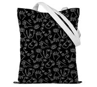 Baumwolltasche lineare Flächen schwarz 35x45