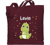 Baumwolltasche - Süßer Dino Dinosaurier Dinosaurus Dinomotiv - Unisize - Bordeauxrot - tasche für kindergarten dinosaur bag tier saurier beutel junge personalisierte stofftasche kinder tieren