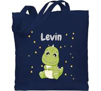 Baumwolltasche - Süßer Dino Dinosaurier Dinosaurus Dinomotiv - Unisize - Navy Blau - tasche für kindergarten dinosaur bag tier saurier beutel junge personalisierte stofftasche kinder tieren