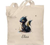 Baumwolltasche - Süßer Kleiner Drache mit Namen I Nachtdrache I Dragon I Drachen I Drachenzähmen - Unisize - Naturweiß - tasche beutel dragons name jutebeutel gift bag drachenmotiv zähmen