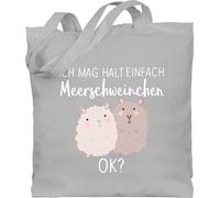 Baumwolltasche - Tiermotiv Animal Print - Ich mag halt einfach Meerschweinchen OK? - weiß - Unisize - Hellgrau - stoffbeutel tiere tiermotive jute tode bag mit tier tasche tieren erwachsene giraffe