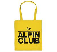 Baumwolltasche Wandern Bergsteigen Klettern Sprüche Tasche : Alpin Club - lustige Stofftasche - Farbe: Gelb