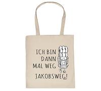 Baumwolltasche Wandern Bergsteigen Klettern Sprüche Tasche : Ich Bin dann mal Weg Jakobsweg! - lustige Stofftasche - Farbe: Creme