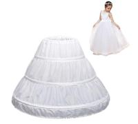 Bavooty Petticoat Reifrock,Mädchen Reifrock,3 Creolen,Reifrock Mädchen Unterrock,Petticoat Unterrock,Halber Slip für Prinzessin Kleid/Rockabilly/Brautkleid,Weiß,65CM