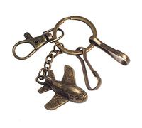 BAWAKO Schlüsselanhänger aus hochwertigen Metall mit Karabiner und bezaubernde Metall Accessoire， Schlüsselring für Autoschlüssel Wohnungschlüssel tolle Qualität (Flugzeug)