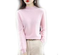BAWUTZ Kaschmirpullover für Damen,100% Casual Solid Pullover, Sweater Basic Lose Rollkragen Pullover Bluse Tops, Stehkragen Strickpulli Langarm Rolli Sweater für Herbst Winter (Rosa,2XL)