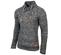 Baxboy Herren Grobstrick Pullover Strickpullover Stehkragen Winter-Freizeit-Jacke Muster Design Meliert Sweatshirt Pulli B-292, Farbe:Anthrazit, Größe:L