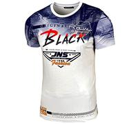 Baxboy Herren Sommer Vintage Freizeit Sport T Shirt Rundhals Kurzarm Design Fashion Top Print Crew Neck Exclusive T-Shirt 4085, Farbe:Weiß, Größe:M