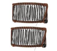 Baxnore Bananen-Haarspangen, 2 Stück, Vintage-Stil, Metall, gewebter Faden, Doppelkamm, Haarklammer, einfach zu bedienen, stilvolles Haar-Accessoire für Frauen, Büro, Reisen, Zuhau (Dunkelbraun)