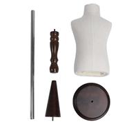 Baxnore Schaufensterpuppe, Kleiderform, Kinder-Display, Torso, halber Körper mit Holzsockel, einfache Montage, Leinenstoff für Bekleidungsgeschäft, Schaufenster, Schneiderei, Fotog (7,9-Zoll-Basis