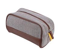 Baxnore Tragbarer Reise-Make-up-Kosmetik-Kulturbeutel, Waschorganisator, Multifunktions-Aufbewahrungstasche, wasserdicht, verschleißfest, weiches Baumwoll-Leinen-Material, stabiles (Kaffee)