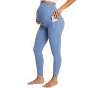 BAYDI Nudi Blickdichte Umstandsleggings High Waist Leggings mit Taschen Damen Schwangerschaft Leggings Lang Schwangerschaftshose für Zuhause Yoga Sport