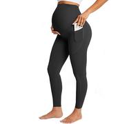 BAYDI Nudi Blickdichte Umstandsleggings High Waist Leggings mit Taschen Damen Schwangerschaft Leggings Lang Schwangerschaftshose für Zuhause Yoga Sport