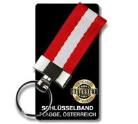bayesen Premium Schlüsselband mit Österreich-Flagge - inkl. Schlüsselring │ leichtes, robustes Lanyard │ 24 g - Hochwertig & Robust 24 g