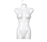 Bayli 1 x Torso Weiblich - 66 cm Damentorso aus Kunststoff - Oberkörper Halbplastik in Farbe weiß - Mannequin Büste - Halbplastischer Damenbody - Puppe Figur - Schaufensterpuppe mit Haken