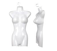 Bayli 2er Set Torso Weiblich - 66 cm Damentorso aus Kunststoff - Oberkörper Halbplastik in Farbe weiß - Mannequin Büste - Halbplastischer Damenbody - Puppe Figur - Schaufensterpuppe mit Haken