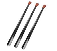 Bayli 3er Set 80cm Schuhlöffel aus Edelstahl mit Kunstleder Griff, Schuhanzieher Extra Lang in Schwarz, Schuhanziehhilfe Metall, Stabile Ausführung, Stylischer Metallschuhlöffel