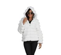 Baymate Winterjacke Damen Pelzmantel Kapuzenjacke Reißverschluss Mantel Kunstpelz Jacke Flauschige Plüschjacke Fellmantel Felljacke