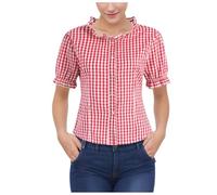 Bayrische Karierte Bluse Damen Oktoberfest Trachtenbluse Große Größen Trachten Oberteil Hemd Trachtenshirt Dirndl Outfit