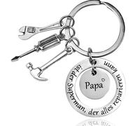 Bazasa Papa Geschenk Schlüsselanhänger Papa ist der Superman, der alles reparieren kann, pass auf dich auf! Schlüsselanhänger Vater zum Geburtstag Vatertag Papa Geburtstagsgeschenk Anhänger