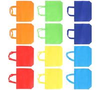 BAZEITFLOW 12 Stück Teiliges Bunte Wiederverwendbare Non woven Tragetaschen mit Bodenstütze Robuste Stofftaschen für Geschenke Party Einkaufen als Goody bags zu Weihnachten und Festen