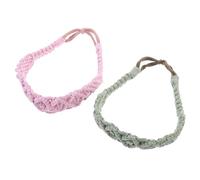 BAZEITFLOW 2 Stck Teiliges Gehäkeltes Stirnband Damen Elastisch Leicht Weich Boho Haarband Sportlich Bequem Vielseitig für Workout Alltag und Besondere Anlässe Grün