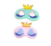 BAZEITFLOW 2 Stück Cartoon Schlafmaske mit Langen Wimpern Weiche Leichte Augenbinde zum Schlafen Verstellbares Kopfband für Frauen und Mädchen für Reisen Yoga und Nickerchen 1 Blau + 1