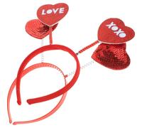 BAZEITFLOW 2 Stück pack Herz Haarbänder mit Pailletten Einheitsgröße Rotes Stirnband für Valentinstag und Party Foto Requisiten