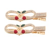 BAZEITFLOW 2 Stück Rhinestone Haarspangen Sparkling Kirsche Haarklammern mit Enten schnabel Design für Frauen Mädchen Haarschmuck zum Fixieren von Pony und Flyaways für Alltag Party Hochzeit