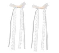 BAZEITFLOW 2 Stück Spitzenhaarschleifen Haarspangen für Damen und Mädchen Lange Schleifen aus Spitze mit Sicherem Clip Haar Accessoire für Alltag Party und Hochzeit