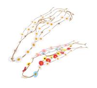 BAZEITFLOW 2stücke Teiliges Blumenkopfband Verstellbare Hippie Haarbänder Mit Gänseblümchen-design Für Damen Boho Flower Headbands Zur Hochzeit Festival Und Alltag Kreative Und Auffällige Haa