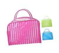 BAZEITFLOW 3 Stück Transparente wasserdichte Kulturtasche mit Reißverschluss Gestreifte Reise Kosmetiktasche für Make Up Toilettenartikel Reiseaccessoires Leicht Kompakt für Flug Strand