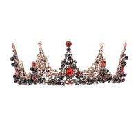 BAZEITFLOW Elegante Brautkrone Barock mit Kristallverzierung Schwarz Rot Haarschmuck für Hochzeit und Brautfrisur