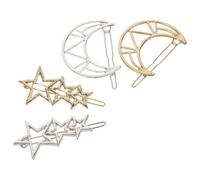 BAZEITFLOW Stern und Mond Haarspangen aus Metall Geometrisch Hohl Leicht und Langlebig Damen Haarclips für Alltag und Festliche Anlässe