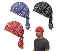 BaZuyunMd Bandanas 3er-Pack, Nylon-Paisley-Cowboy-Stil, Hip-Hop Haartuch für Damen und Herren, Multifunktional als Taschentuch