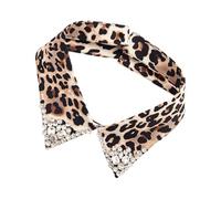 Bbajszx Stilvolles Leopardenmuster, abnehmbarer Kragen, weiche Polyester Halsbekleidung für Damen und Herren, Polyester Halsaccessoire