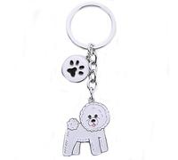BbearT® Dog Tag Dog Key-ring Keychain,Cute Small Dog Puppy ID Tags Metal Dog Keychain Keyring Keyfob Key Tags Car Keyring Bag Charm Birthday (Bichon Frise 3#), weiß, S