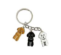 BbearT® Hunde-Erkennungsmarke, drei Hunde, niedlicher Metall-Welpen-Schlüsselanhänger, Schlüsselanhänger, Schlüsselanhänger, Schlüsselanhänger, Taschenanhänger, Geburtstag, dreifarbiger Pudel, gelb,