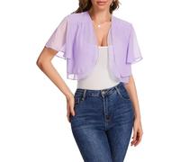 Bbonlinedress Bolero Damen festlich Chiffon Strickjacke elegant Kurzarm Casual Bolerojacke Offene Vorderseite Schulterjacke Lavender S