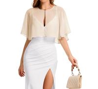 Bbonlinedress Chiffon Capes Damen Bolero elegant Sommer Schultertuch Weiche Capelets Hochzeits Umhänge Tücher für Kleider Champagne